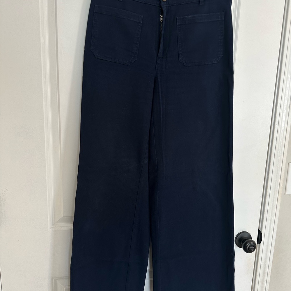 LOFT Palmer Blue Wide Leg Trousers - Picture 4 of 6